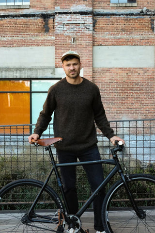 Dark Timber Mohair and Wool Blend Crewneck Sweater
