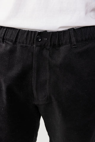 Brushed Cotton Stretch Shorts- Black (6.75" Inseam )