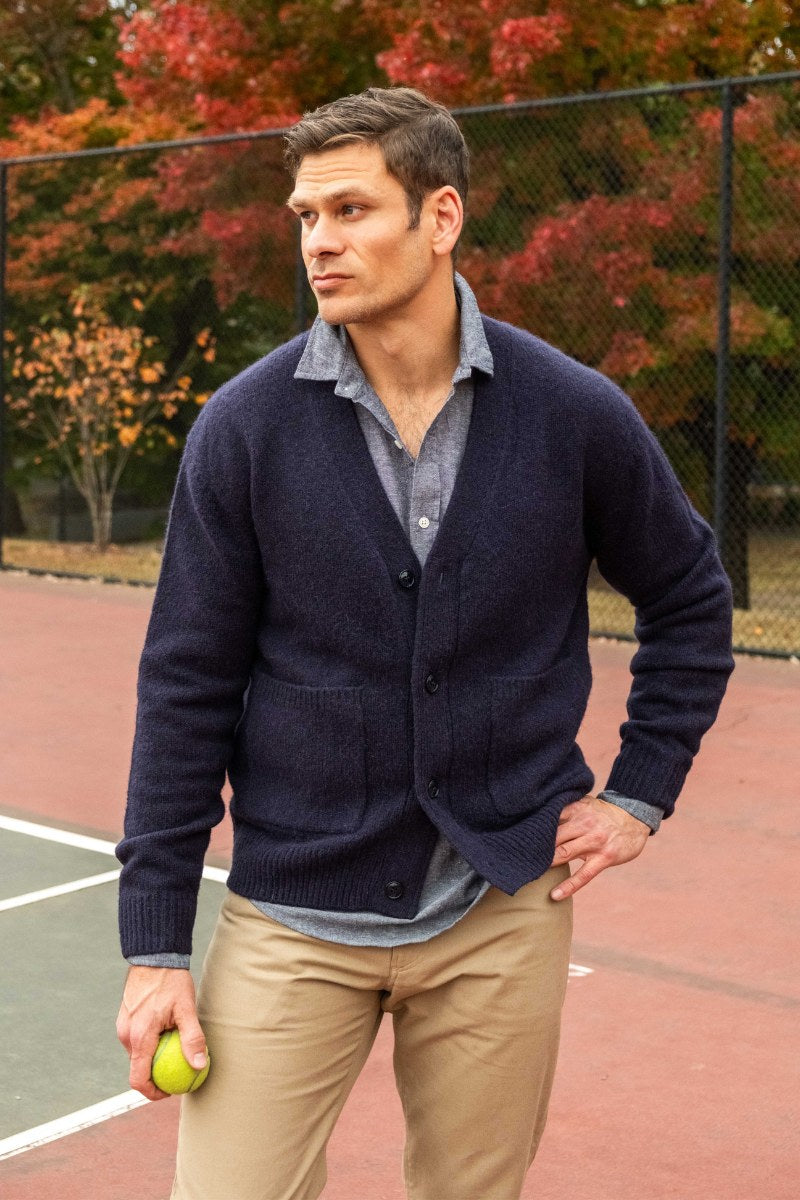Navy Heavy Alpaca Cardigan
