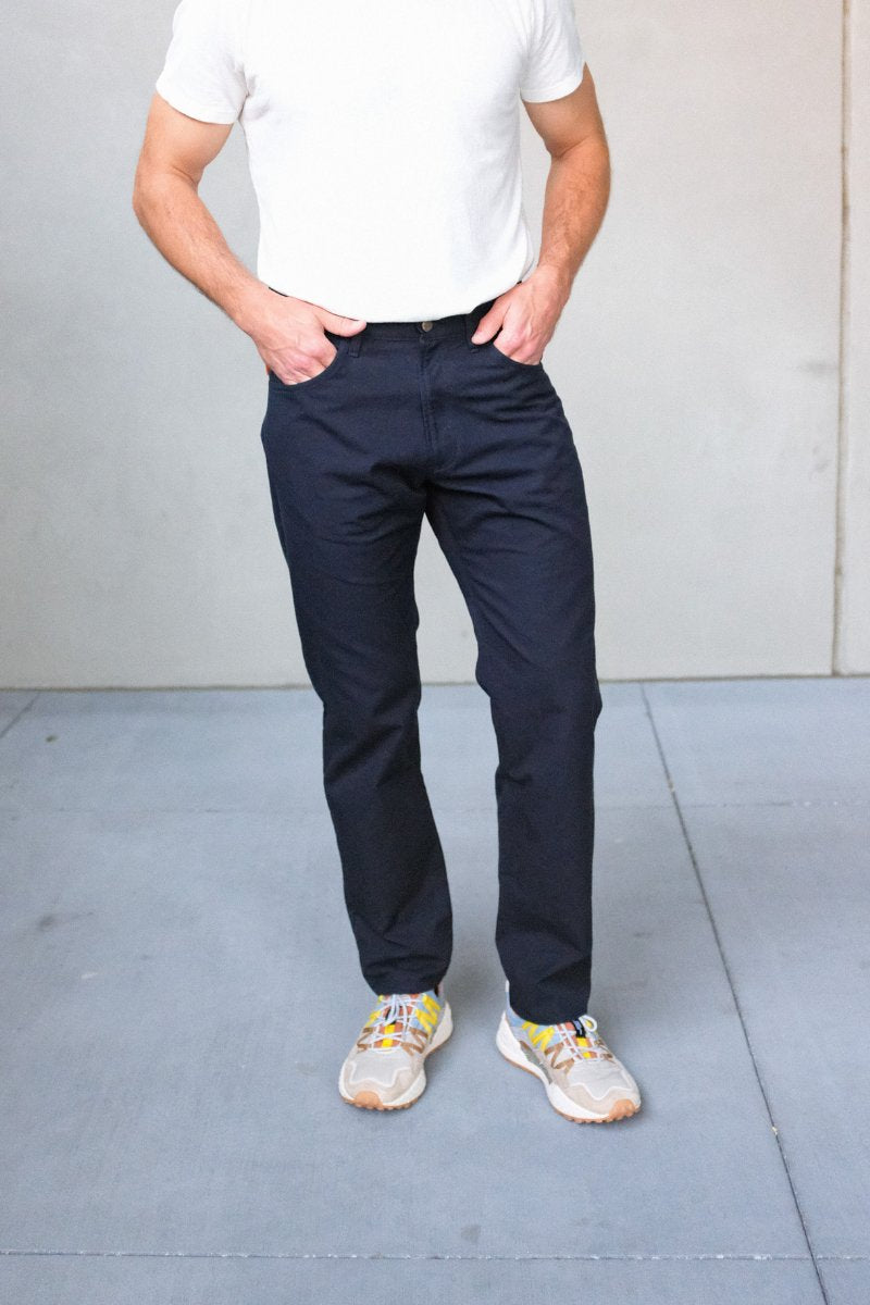 Athletic Straight Fit Japanese Canvas 5-Pocket Pants In Navy