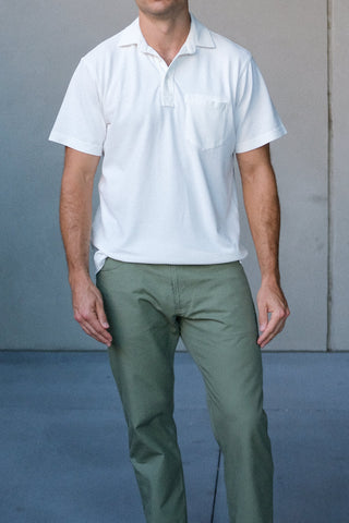 Sideline Pique Polo in Ivory