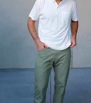 Athletic Straight Fit Japanese Canvas 5-Pocket Pant in Green