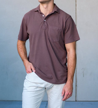Sideline Pique Polo in Brown