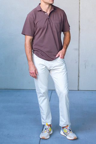 Sideline Pique Polo in Brown