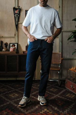 Original Straight Fit Japanese Canvas 5-Pocket Pants In Navy Steel
