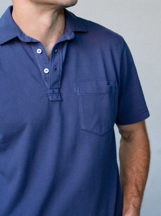 Sideline Pique Polo in Navy