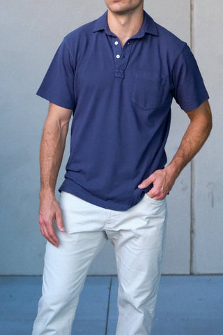 Sideline Pique Polo in Navy