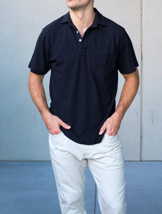 Sideline Pique Polo in Black