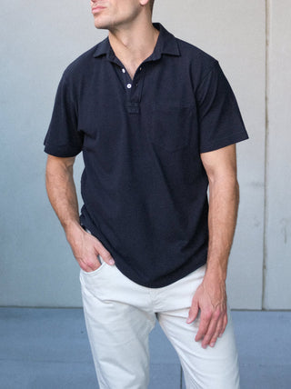 Sideline Pique Polo in Black