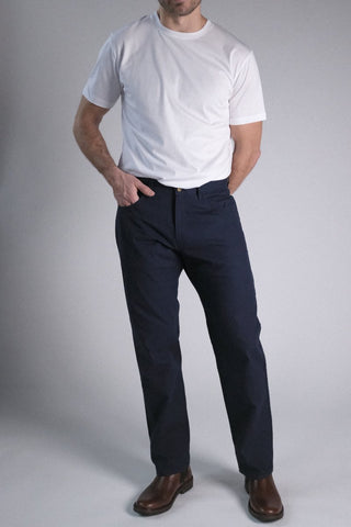 Original Straight Fit Japanese Canvas 5-Pocket Pants In Navy Steel