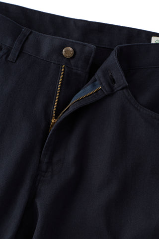 Athletic Straight Fit Japanese Cotton Linen 5-Pocket Pants In Navy
