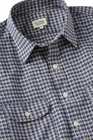 Navy Check Double Chest Pocket