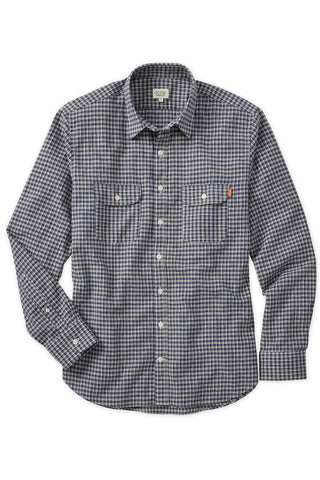 Navy Check Double Chest Pocket