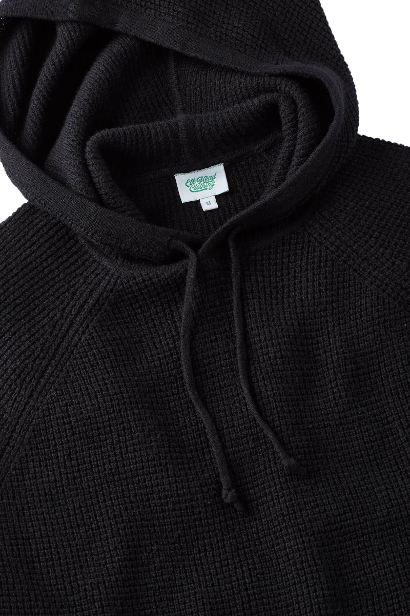 Black Cashmere Thermal Stitch Hoodie