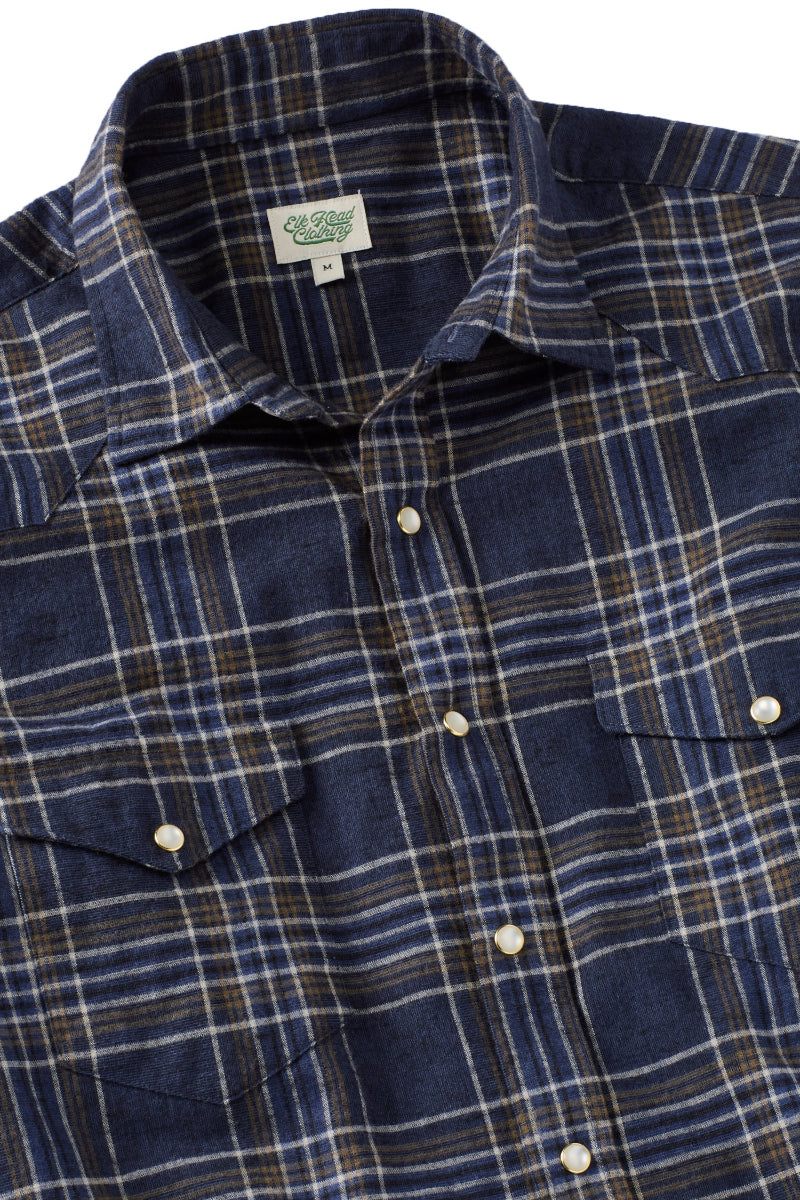 Japanese Navy and Ivory Plaid Pearl Snap Western