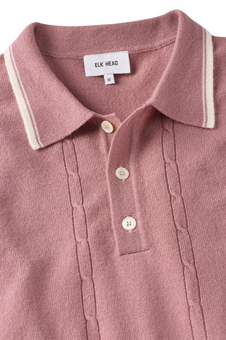 Blush Pink Cashmere Blend Cable Knit Polo