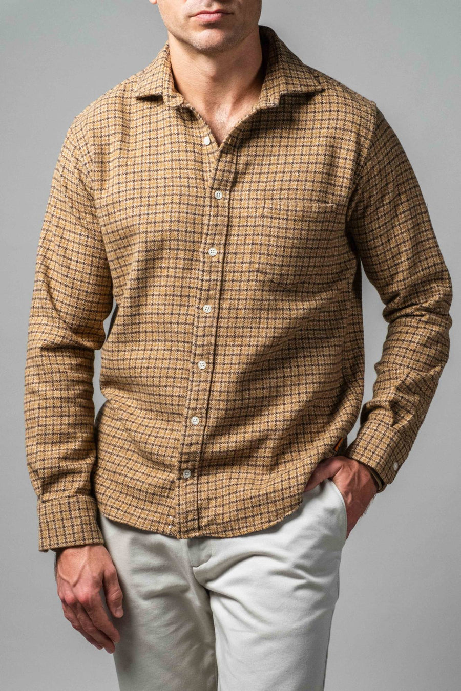 Gold Herringbone Brushed Flannel