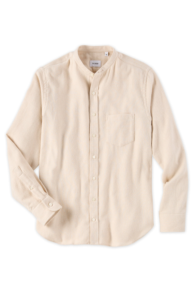 ブランド店 HEUGN Rob BAND COLLAR SHIRT IRISH LINEN - トップス