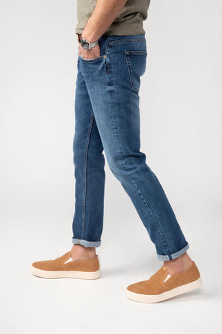 Italian Selvedge Stretch Jeans Distressed Wash