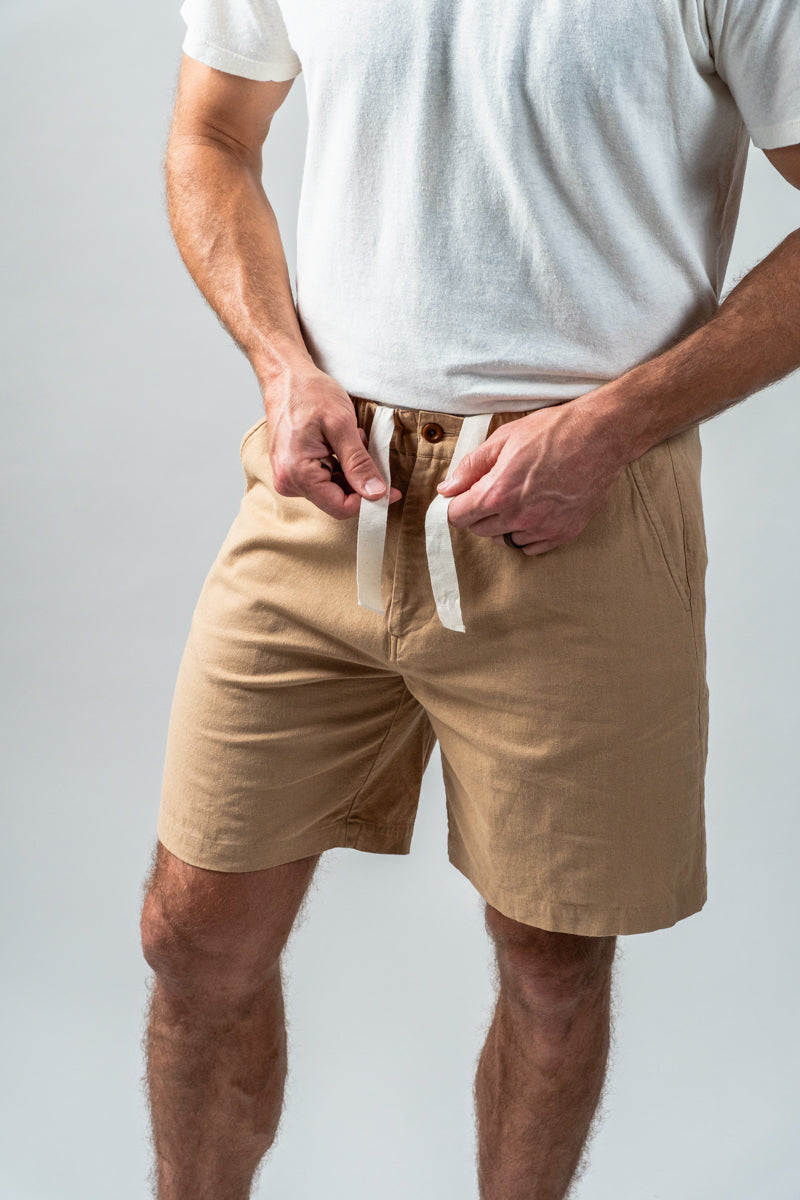 Tan Cotton Linen Field Shorts