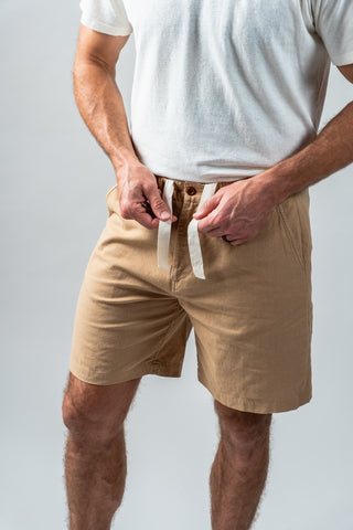 Tan Cotton Linen Field Shorts