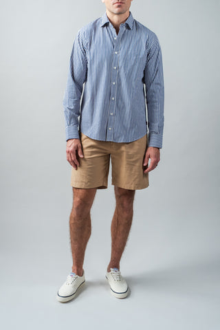 Ivory and Denim Stripe Spread Collar Shirt