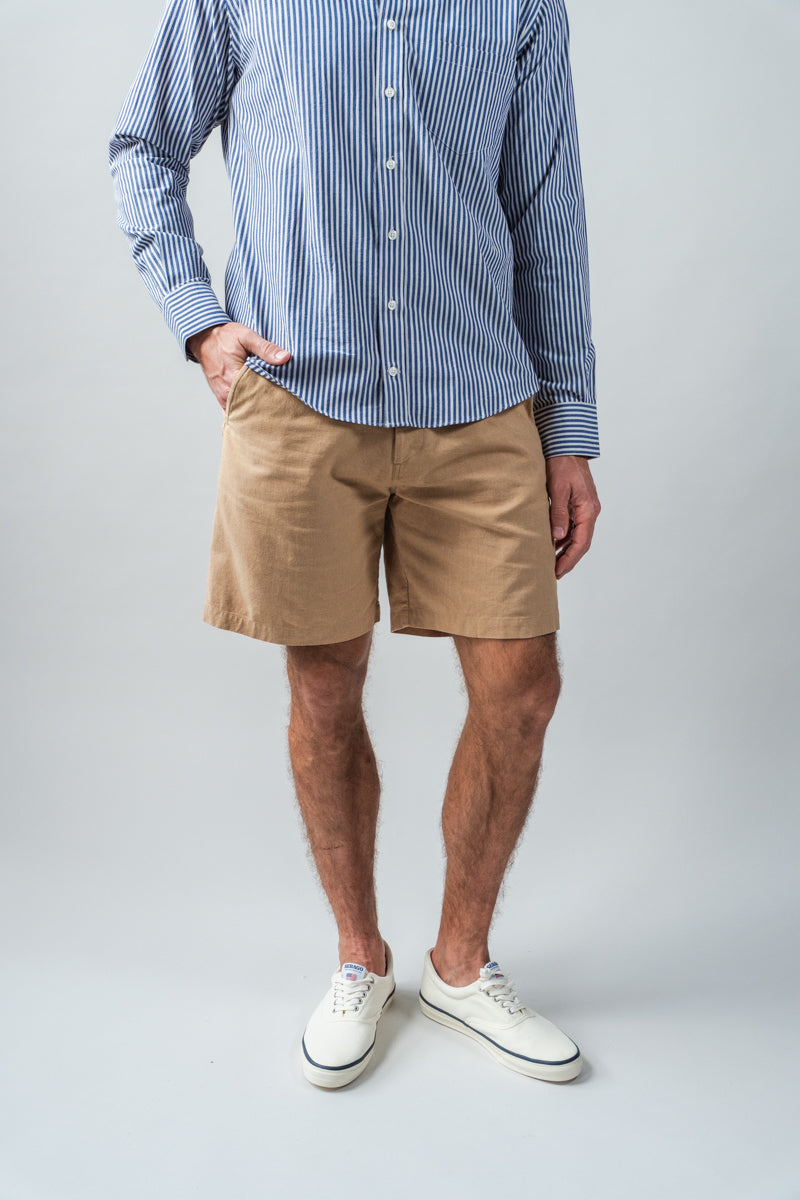 Ivory and Denim Stripe Spread Collar Shirt