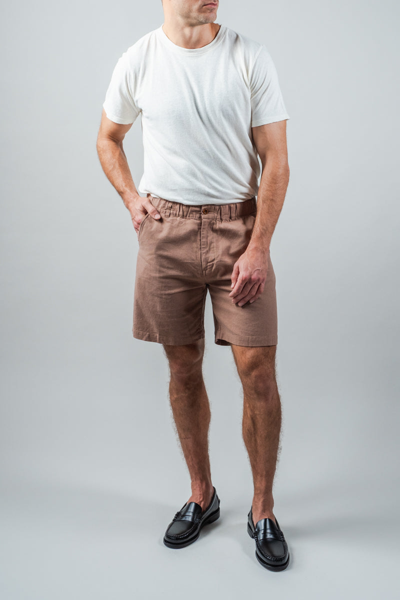 Light Brown Cotton Linen Field Shorts