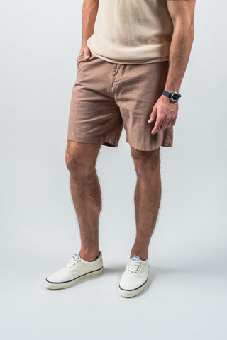 Light Brown Cotton Linen Field Shorts