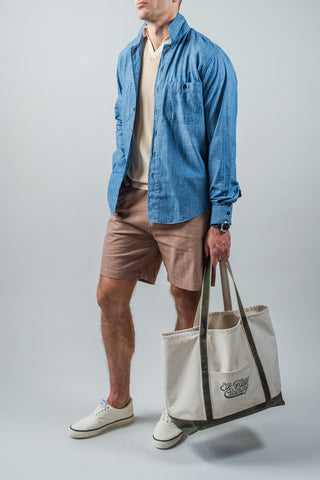 Beige Johnny Collar Rib Knit Polo