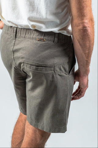 Olive Cotton Linen Field Shorts