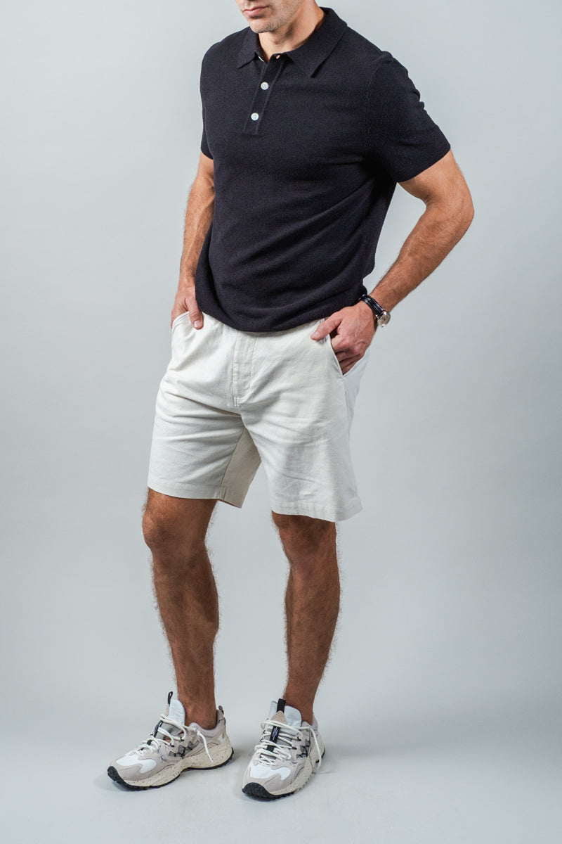 Ivory Cotton Linen Field Shorts
