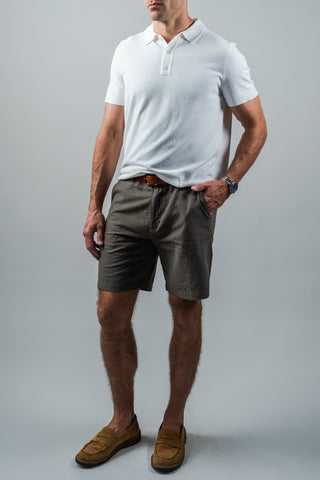 White Boucle Short Sleeve  Polo