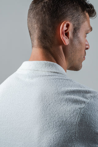 White Boucle Short Sleeve  Polo