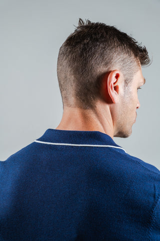 Blue Mélange White Tipped Coton Polo