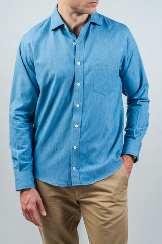Light Denim Spread Collar