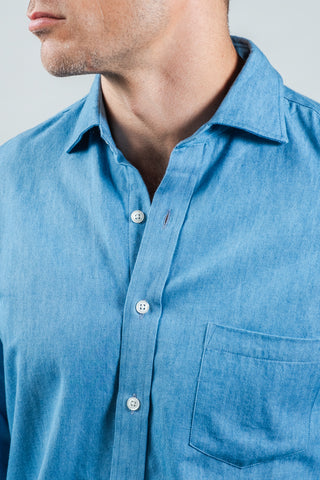 Light Denim Spread Collar