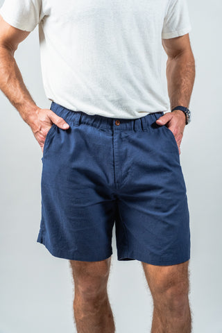 Navy Cotton Linen Field Shorts