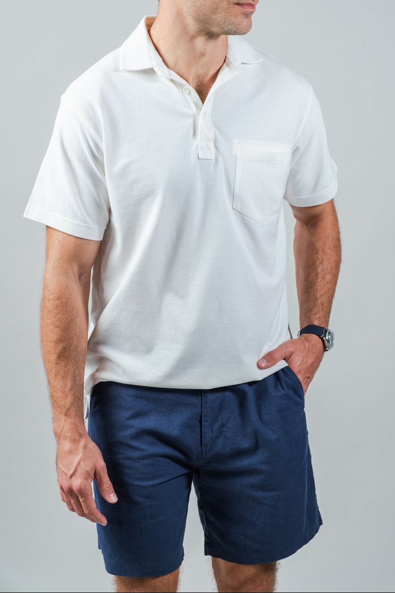 Sideline Pique Polo in Ivory