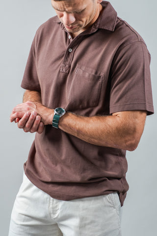 Sideline Pique Polo in Brown