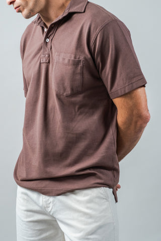 Sideline Pique Polo in Brown