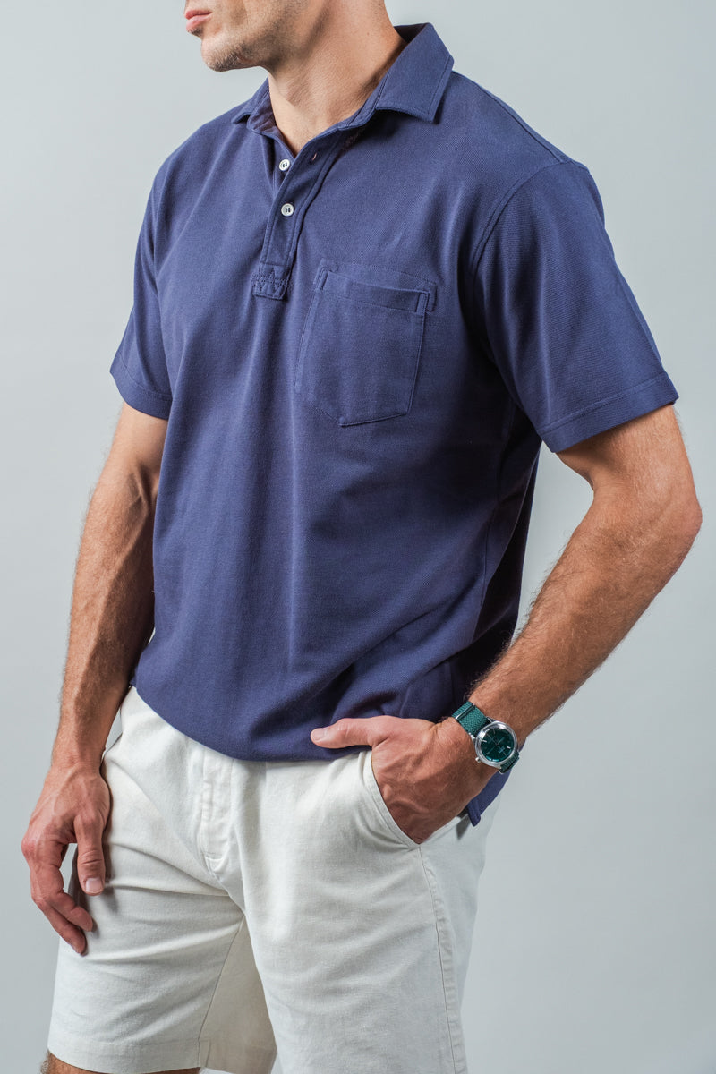 Sideline Pique Polo in Navy
