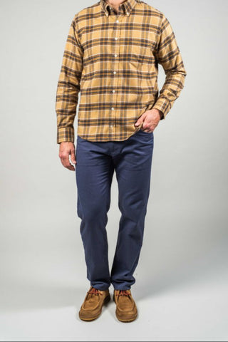 Mustard, Charcoal and Chocolate Brown Plaid Brushed Flannel