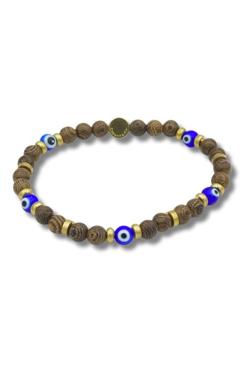 Caputo and Co - Evil Eye Gemstone Stretch Bracelet Blue