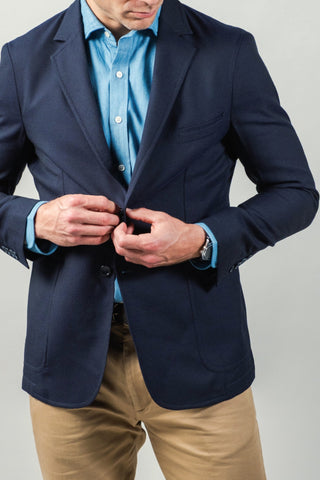 Postgame Unstructured Blazer in Navy Italian Wool Hopsack