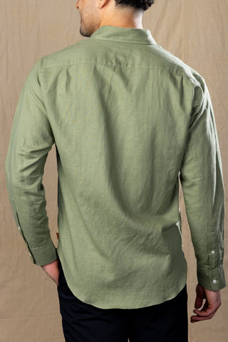 Sage Green Cotton Linen Sport Shirt