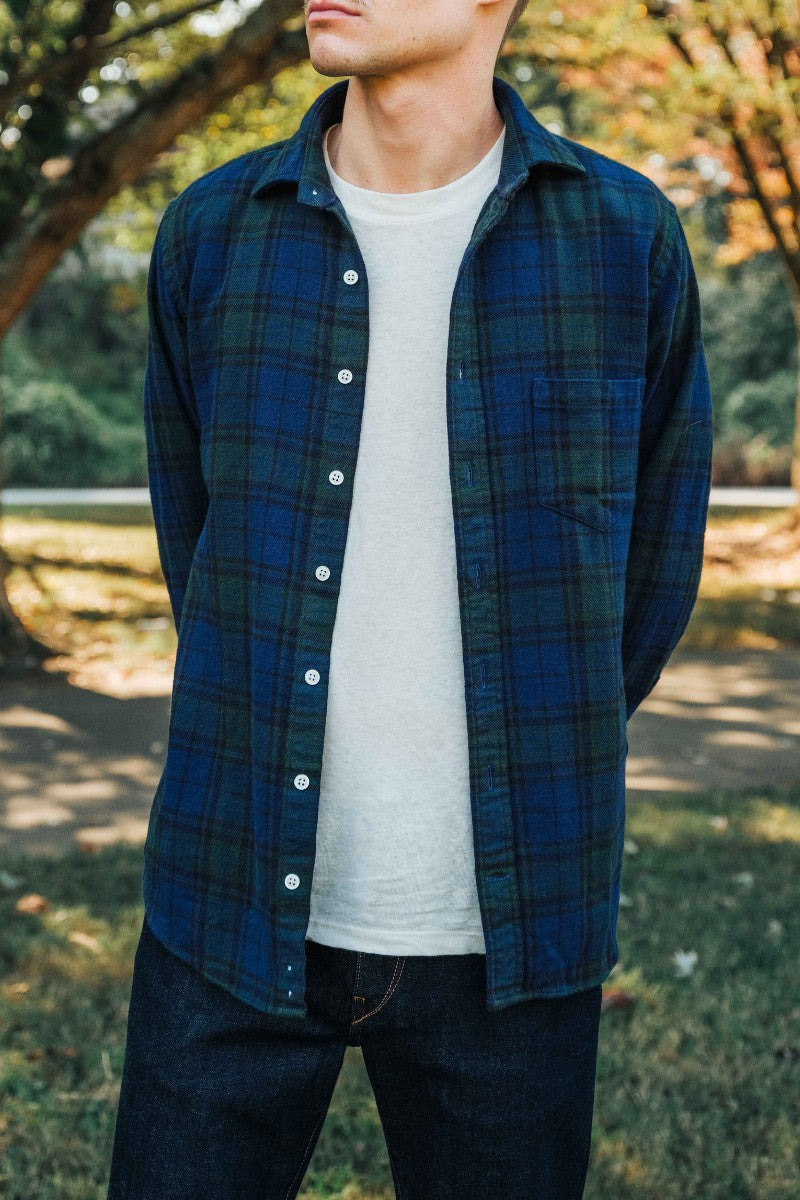 Green,Black And Blue Plaid Brushed Flannel