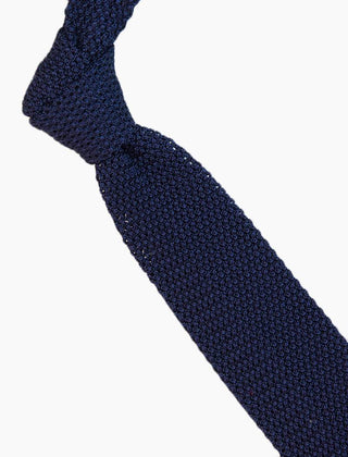 40 Colori - Navy Pointed Jacquard Silk Knitted Tie