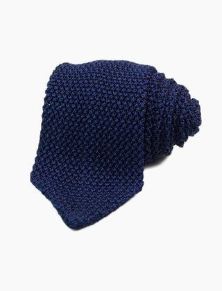 40 Colori - Navy Pointed Jacquard Silk Knitted Tie