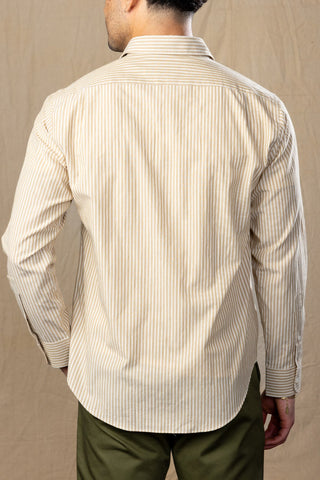 Tan and Ivory Stripe Spread Collar Shirt